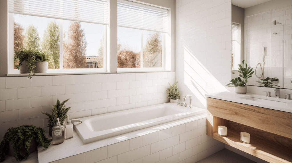 bathroom green accents