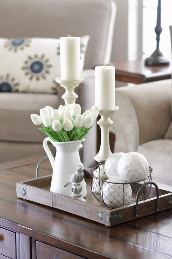 coffee table staging with color