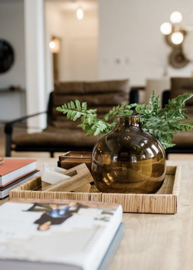 coffee table staging with texture