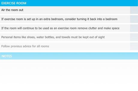 Exercise room checklist