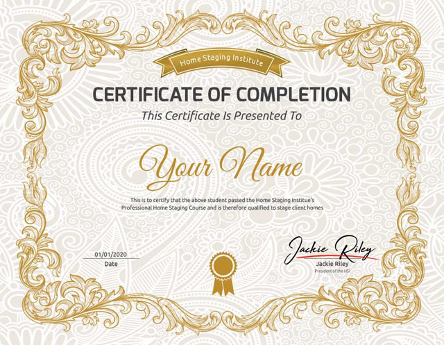 home staging certificate example