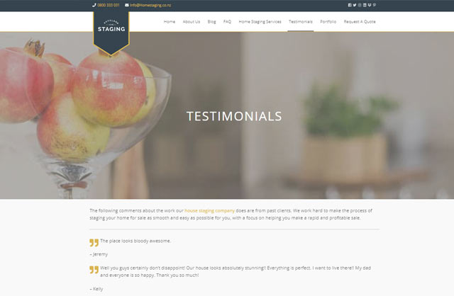 home staging testimonials website