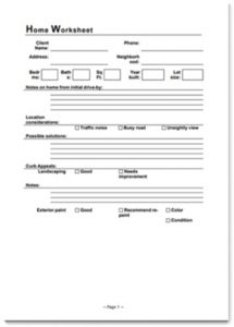 home staging worksheet