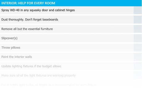 interior home staging checklist template