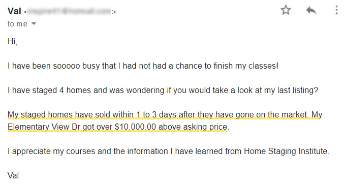 home staging testimonial