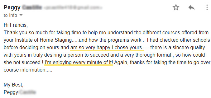 home staging testimonial